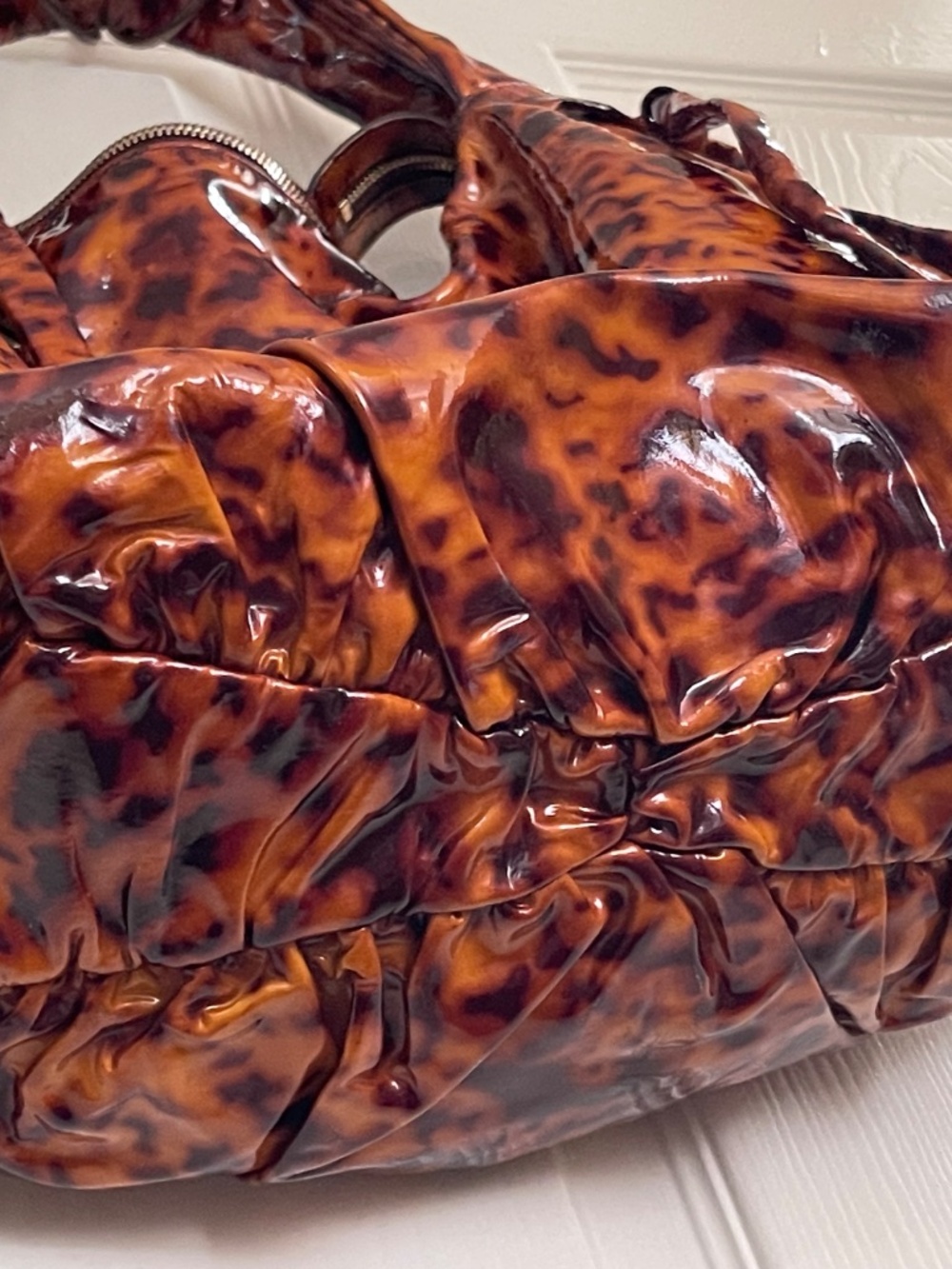 Vintage Gucci Hysteria Hobo Bag Brown Patent Leather Large - Picture 7 of 16